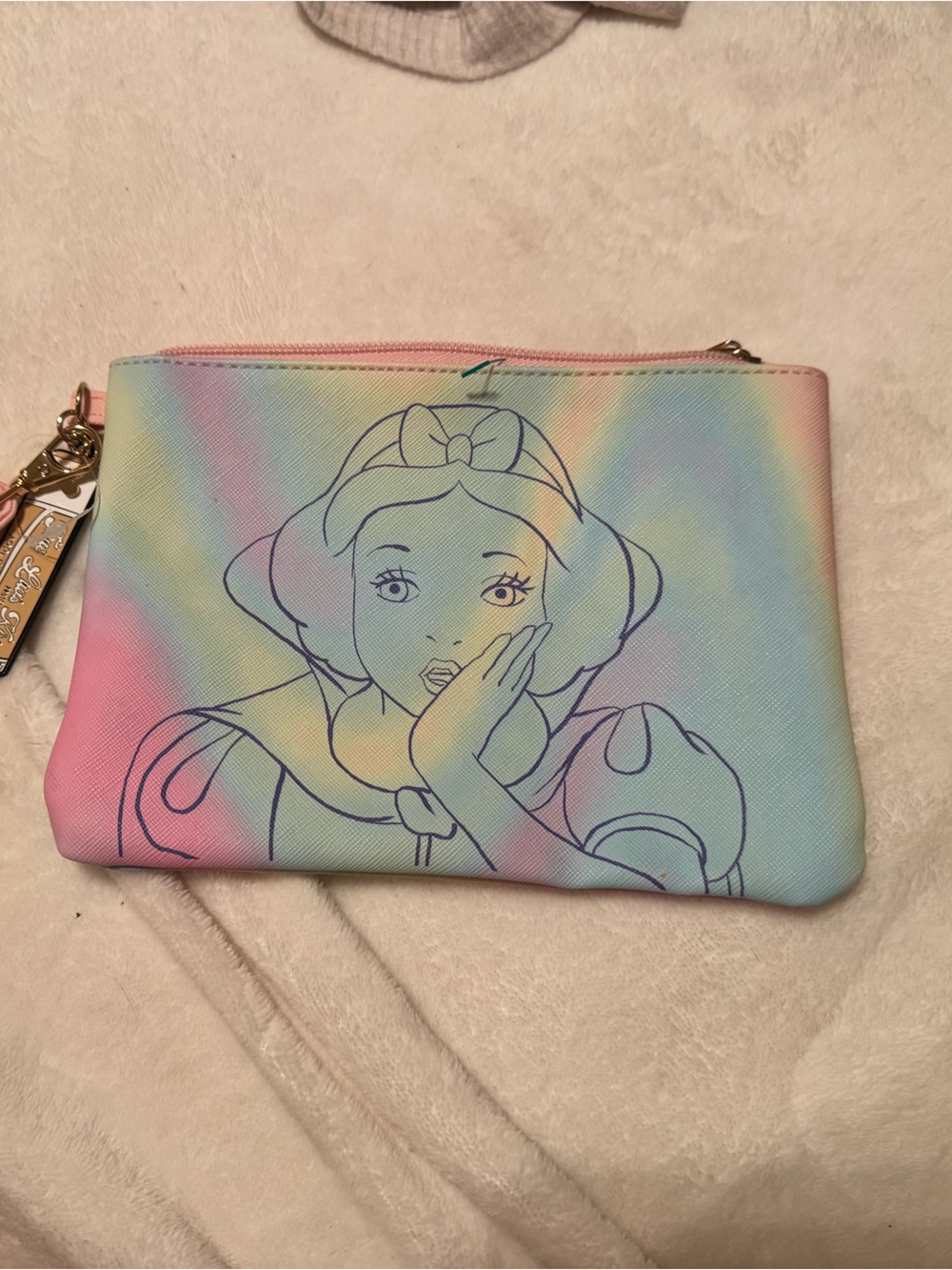 Disney Pastel Rainbow Snow White Wristlet Clutch - Pink, Blue, Yellow